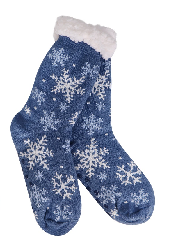 blue snowflake thermal socks