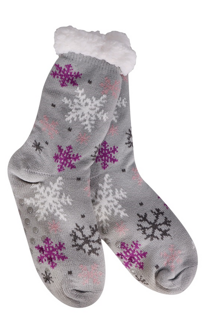 grey snowflake thermal socks