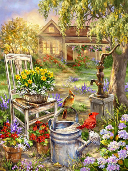 Puzzle image of a spring garden scene