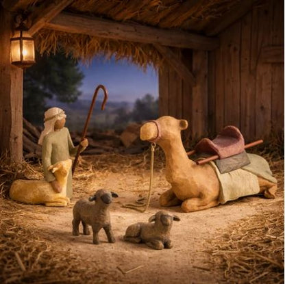 Willow Tree Shepherd and Stable Animals