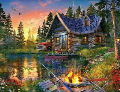 Puzzle image of a cabin