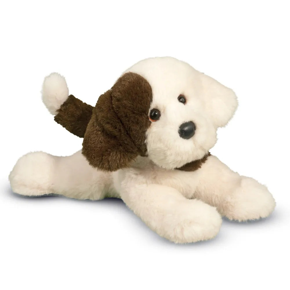 brown and white puppy plush