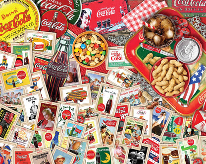 Puzzle image filled with different Coca-Cola items