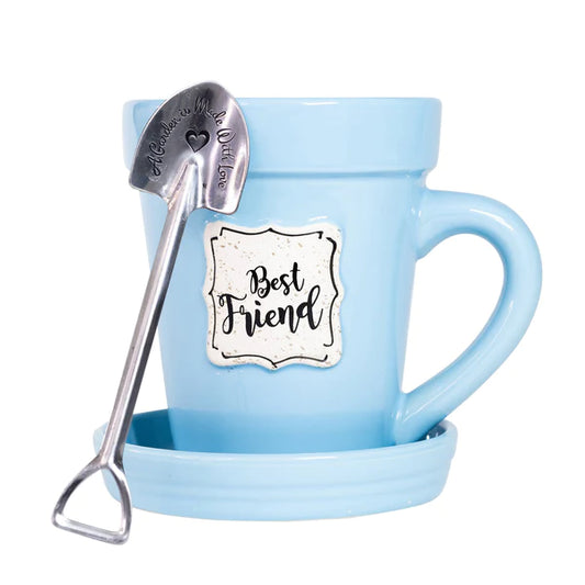 blue flower pot mug front