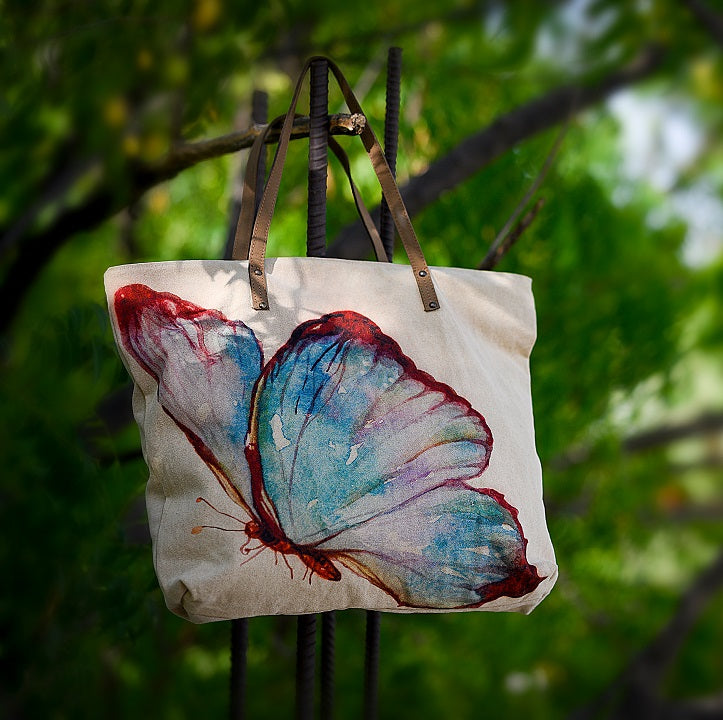 butterfly design tote bag