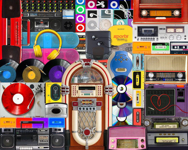 Puzzle image of different music players