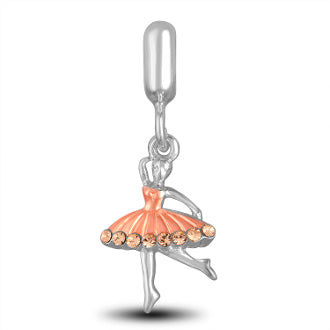 Dancing Ballerina Charm Bead – Silver Dangle Spacer For Pandora, Chamilia, Troll Bracelets