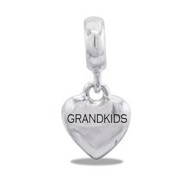 Davinci Beads "Grandkids" Silver Heart Dangle