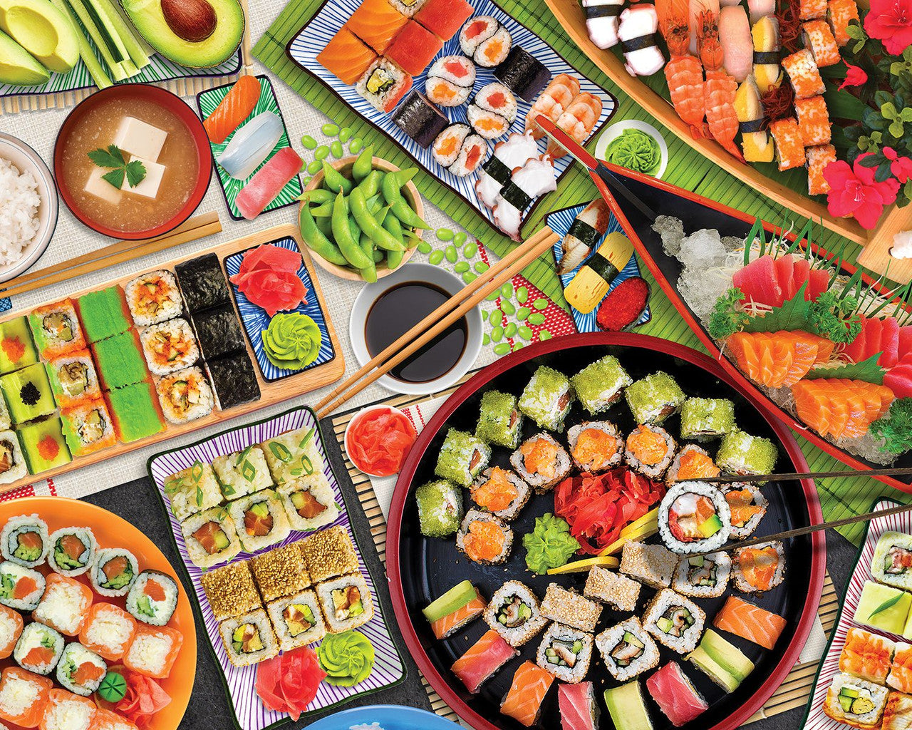 Puzzle image of Sushi and other foods