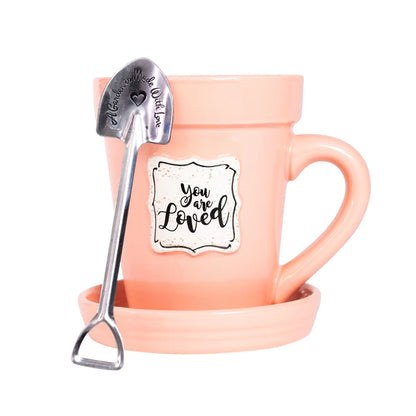 pink flower pot mug front