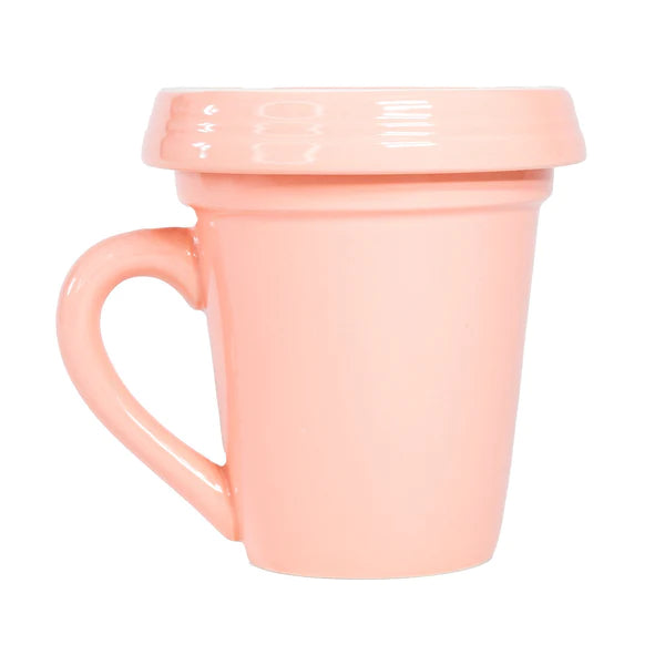 pink flower pot mug back